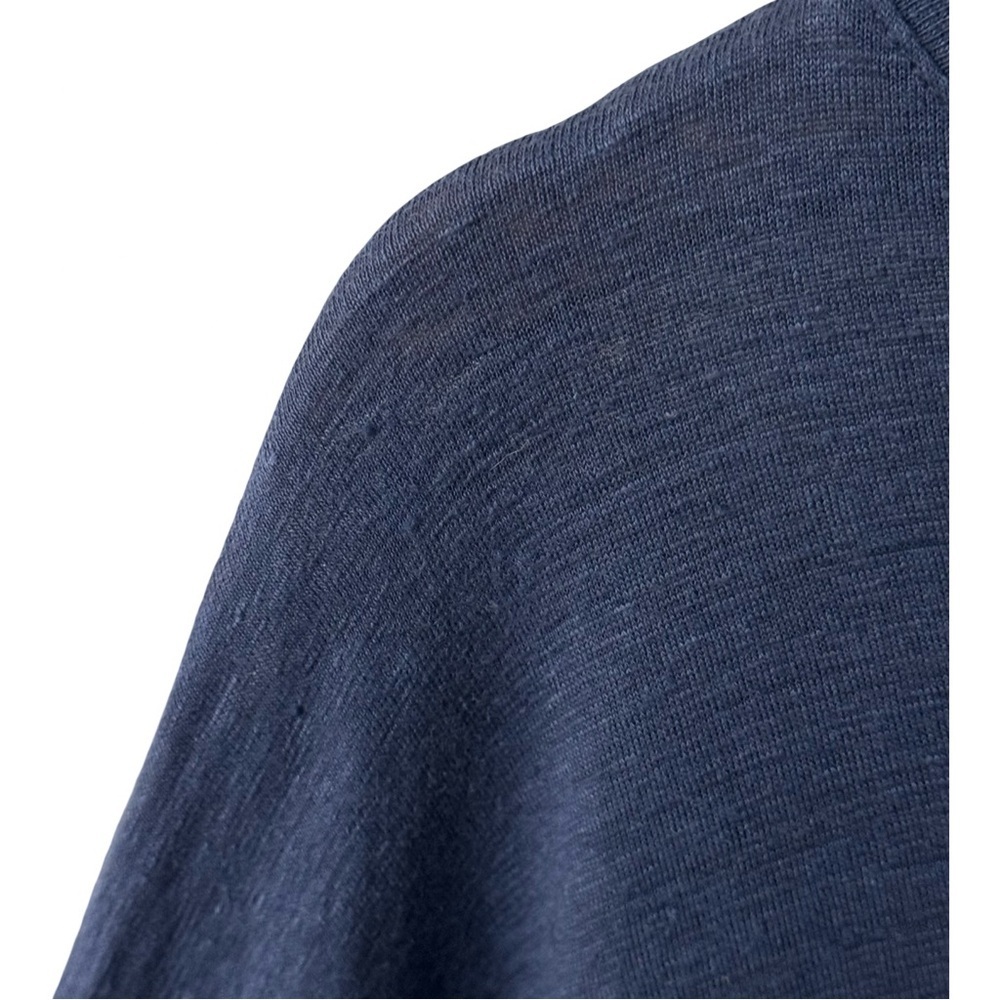 MAJESTIC FILATURES Deluxe Teeshirt Slub Linen Boatneck Elbow Sleeve Blue Size XL - Picture 4 of 13